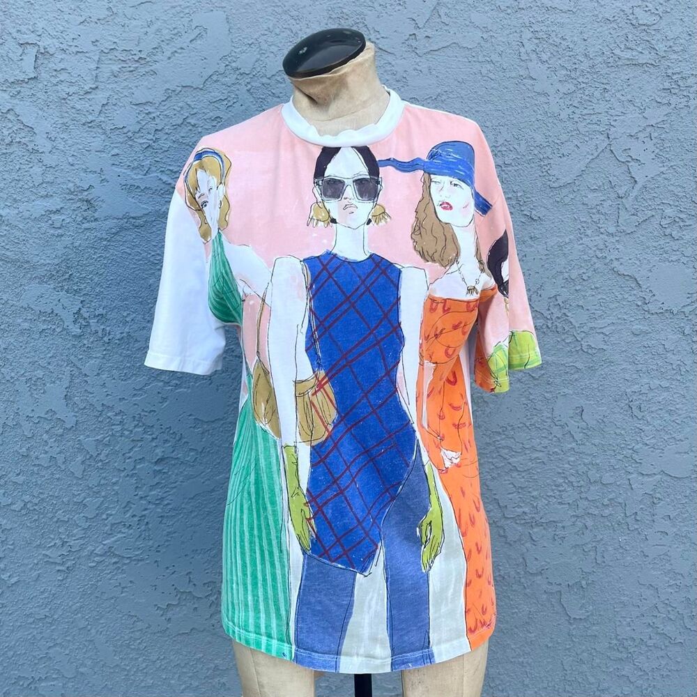Funky T-shirt Chic Woman Print Zara Size Small
